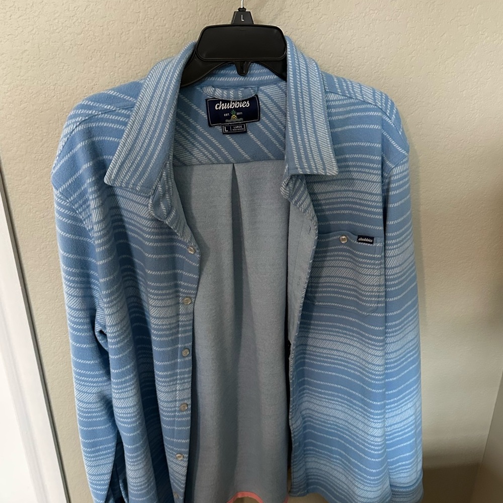 Chubbies Light Blue Striped Shirt Jacket